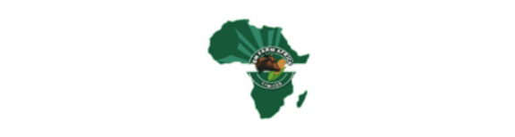 A map of the African continent in green with a seal in the middle and an image of a brown cow and a husk of corn inside