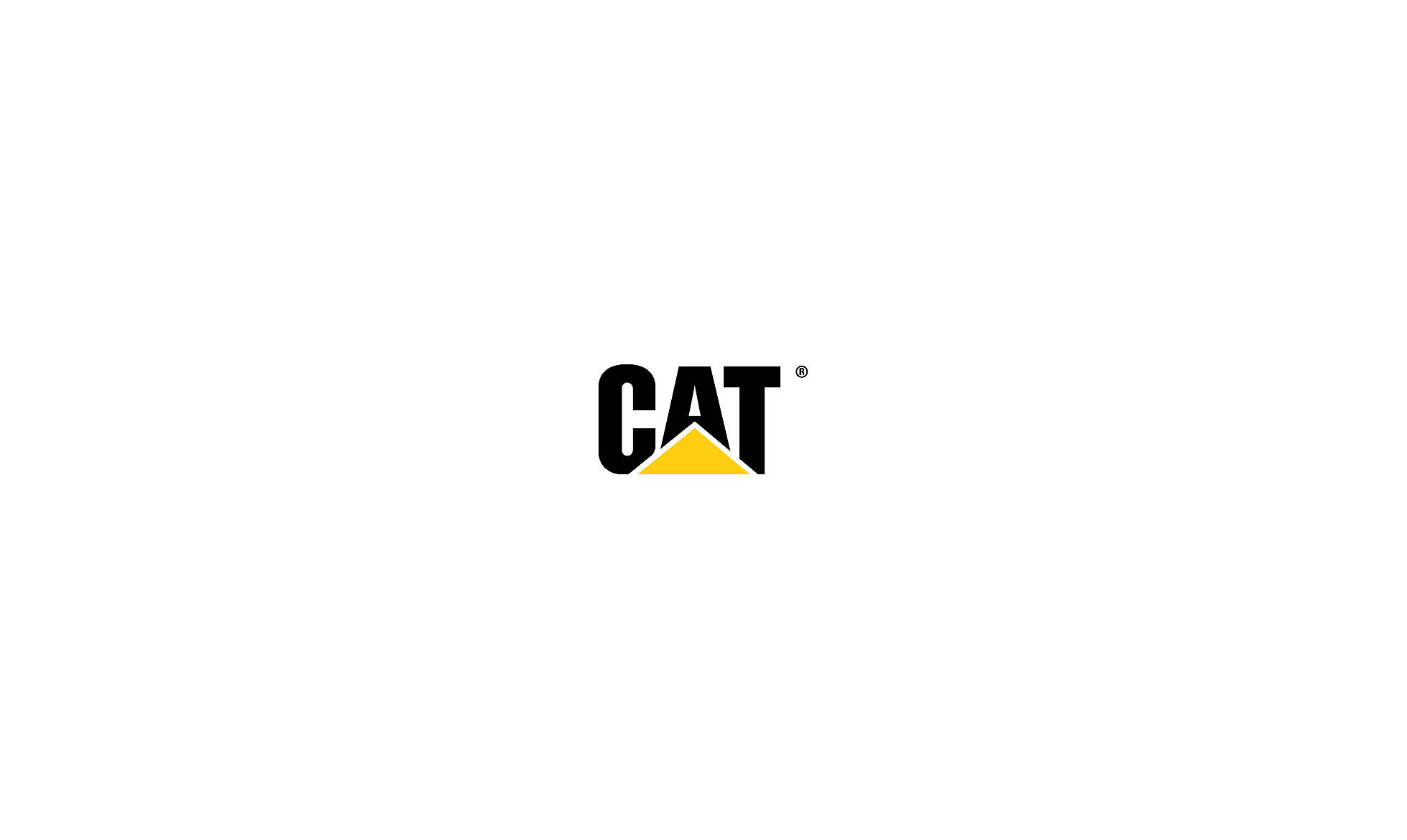 Logo CAT in block capital letters in black with a small yellow triangle in front of the letter A