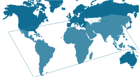 Blue outline of the seven continents 