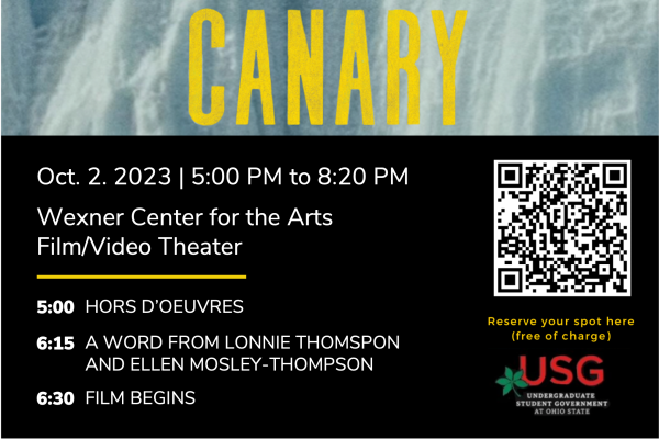 Canary flyer with event information 