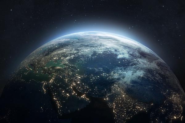 A partial view of Earth from space.