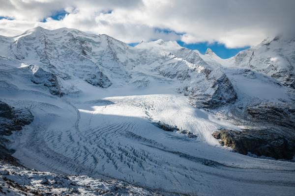 view of Morteratsch Glacier in Switzerland 